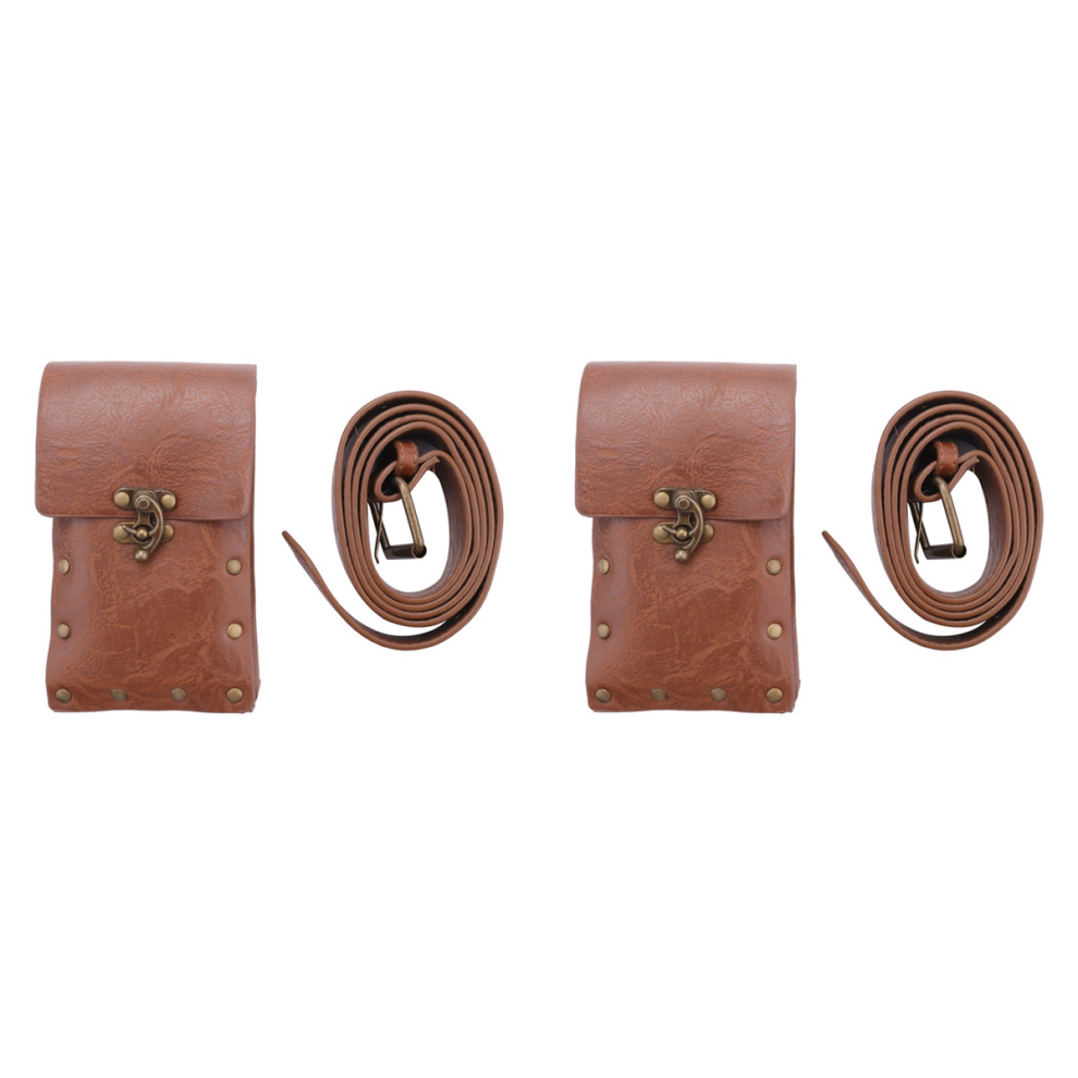 Middeleeuwse Renaissance Volwassen Mannelijke Ridder Leren Vintage Zak Bruin-image