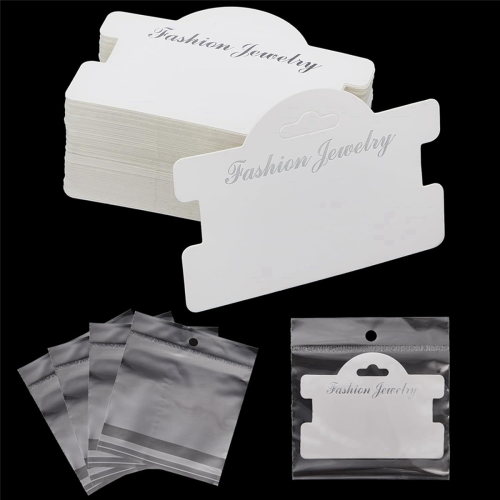 100 Pcs Bracelet Display Cards with Bags,White 2