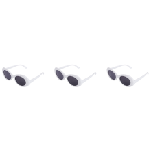 Ovale solbriller til kvinder Retro solbriller til mænd UV400 Solglas Hvid S17022