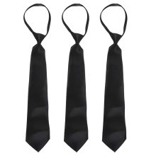 Herreslips i ensfarget svart polyester med glidelås Glatt slips med glidelås