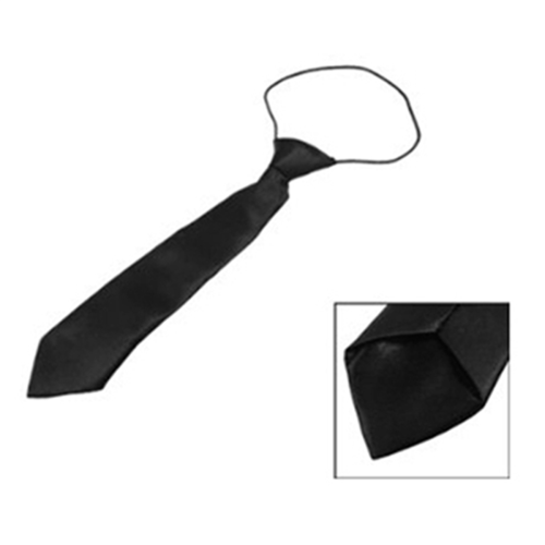 Enfärgad svart elastisk smal slips i polyester för barn 1