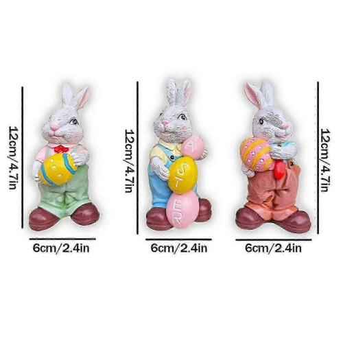 3Pcs Bunny Easter Decorations Bunnies Egg Figurine for Lawn Yard Living Room 1
