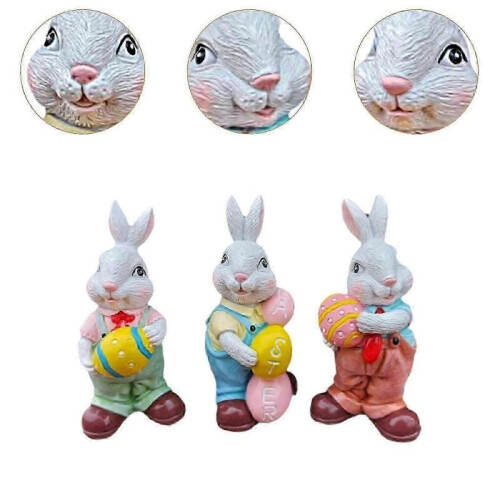 3Pcs Bunny Easter Decorations Bunnies Egg Figurine for Lawn Yard Living Room 2