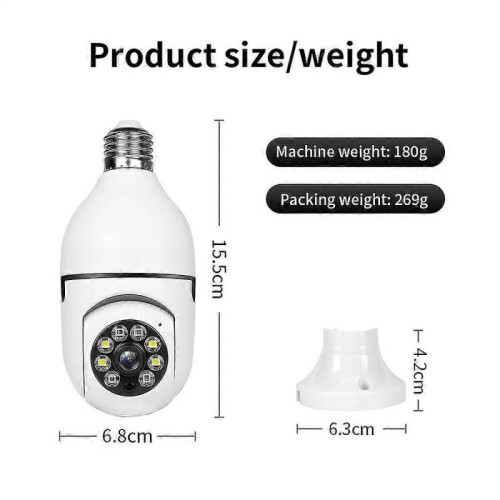 Wireless Security Bulb Camera,1080p Wifi Smart 360 Surveillance Camera 1