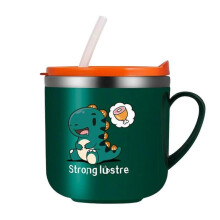 (Green) 270ml Learn Drinking Cup Easy to Use Convenient Lovely Dinosaur Kid Sippy Cup for Child