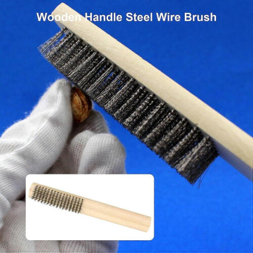 Steel Wire Brush High Hardness Wood Handle Comfortable Grip Wear Resistant Handheld Rust Removal 2