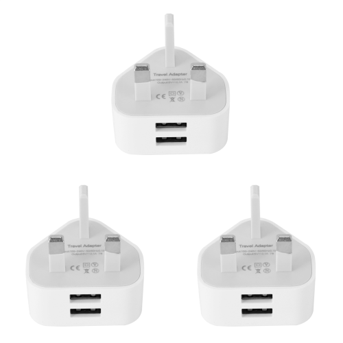 Universal USB UK-stik 3-benet vægopladeradapter (2 porte)