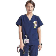 (xxxl, blue) Scrub Set For Women - Enhanced V-neck Top & Multi Pocket Pants High Quality