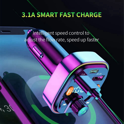Car Charger, 7 Colors LED Backlit, MP3 Music Player 2