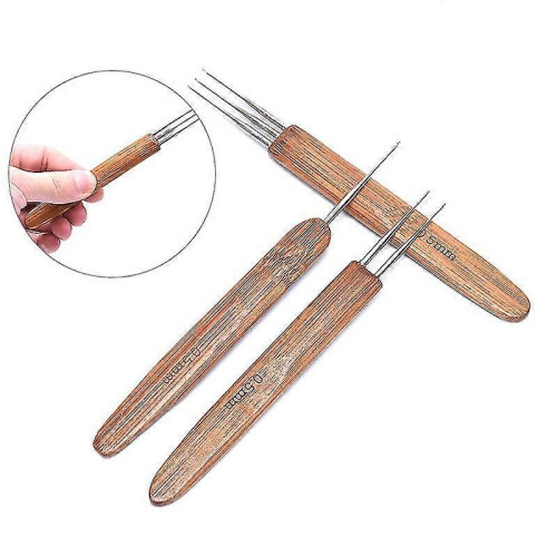 (B-1pc) 1/3pcs 0.5mm Dreadlock Crochet Needle Hook Bamboo Handle Hooks Tools Making 2