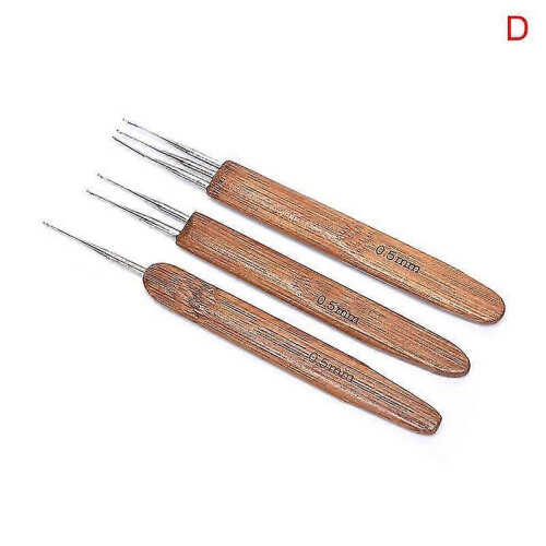 (D-3pc) 1/3pcs 0.5mm Dreadlock Crochet Needle Hook Bamboo Handle Hooks Tools Making