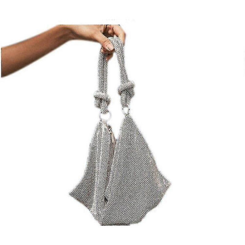 (silver) Women's Rhinestone Underarm Bag Full Rhinestone Handbag 1