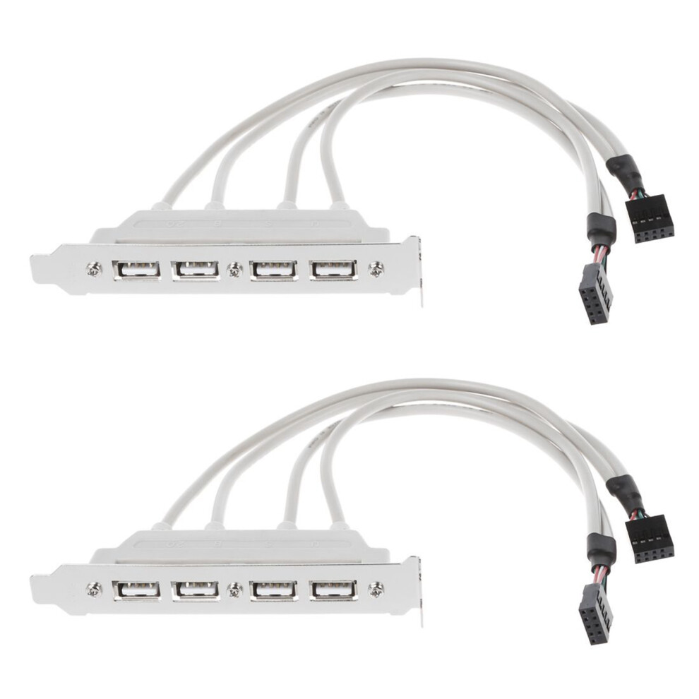 Dual Motherboard 9Pin Header To 4Port Usb 2.0 Cable Pci Bracket 4712799914036
