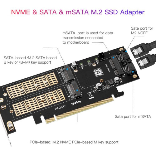 NGFF and MSATA SSD Adapter Card,M.2 NVME to PCIE Adapter 1