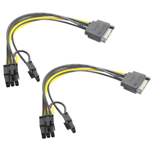 Καλώδιο τροφοδοσίας SATA 15Pin αρσενικό σε 8Pin (6+2) PCI-E για κάρτα γραφικών (2 τεμάχια)