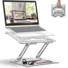 (style1, Silver) Adjustable Laptop Stand, Ergonomic Portable Computer Stand With Heat-vent To Elevate Laptop, Heavy Duty Laptop Holder Compatible