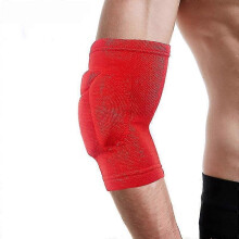 (Red) 1 Pair Unisex Knee Pads Thickened Sports Sponge Elbow Pads