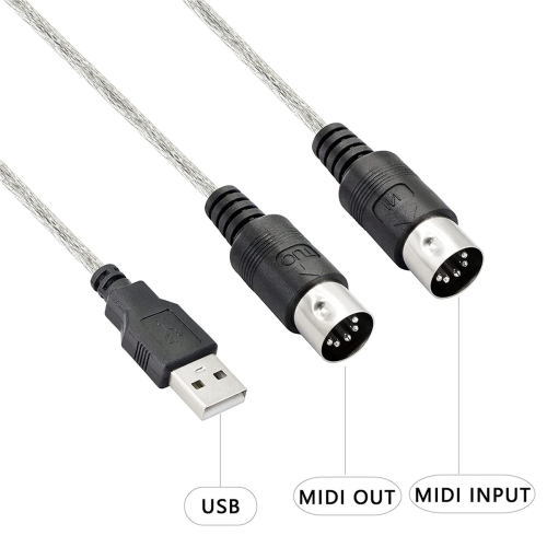 Προσαρμογέας καλωδίου USB MIDI, αρσενικό σε MIDI Din με LED για πληκτρολόγιο 1