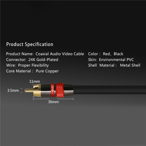 Cable de audio digital macho para altavoz HiFi, subwoofer, cable AV de 0,5 m 1