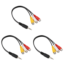 3,5 mm hannplugg til 3 hunn lyd- og videokabel AV, 22 cm