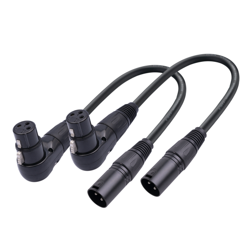 Cable de audio para micrófono con conector XLR de 3 pines, macho a hembra, en ángulo recto, 2 unidades 1