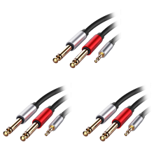 Adaptérový audio kabel 3,5 mm na duální 6,5 mm jack pro kytarový mixážní pult a baskytaru