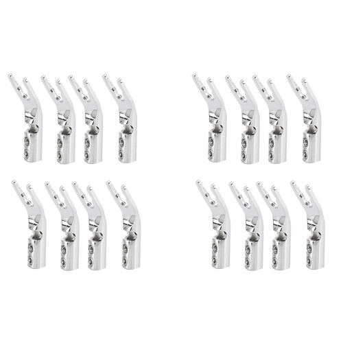 Schroefvork HiFi-luidsprekerspadeconnectorpluggen - zilver