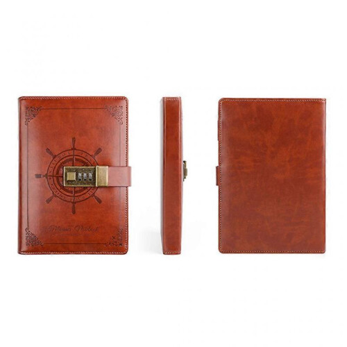PU Leather Notebook B6 for w/Password Lock Clip Pen Holder Diary Plan Notebook 1