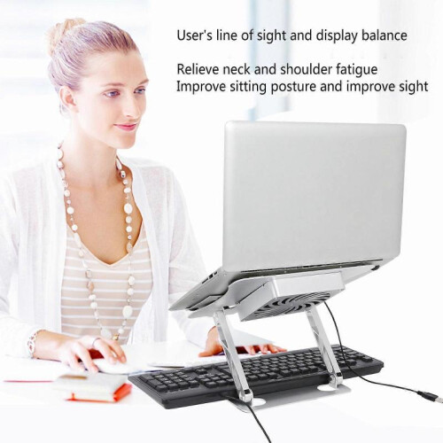 Foldable Laptop Notebook Stand Computer Holder Riser Silver Adjustable Base 2