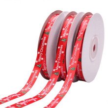 10 Rolls 25 Yards 3/8 Inch Merry Christmas Tree Snowflake Printing Red Ribbon for DIY Crafts Gift Wrapping Bow Making Xmas Holiday Party Decoration