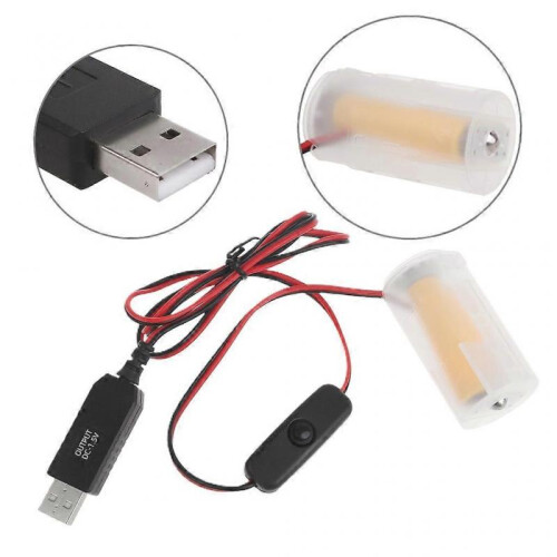 USB to LR20 D Battery Eliminators Dummy Battery Power Cable USB5V2A 1