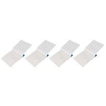 1 livreto com 50 unidades de papel de limpeza branco macio de 10 cm x 7,5 cm