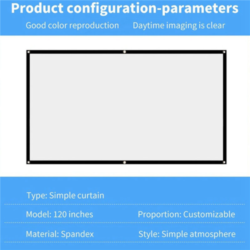 Tela de projetor para home theater branca dobrável anti-vinco (72 polegadas)