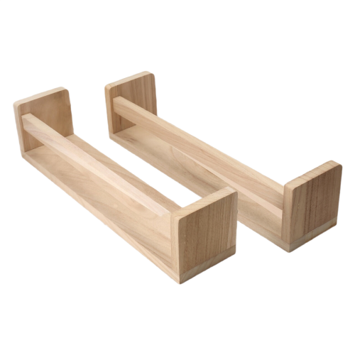 2Pcs Natural Wood Floating Wall Bookshelf for Kids,Kitchen Spice Rack 1