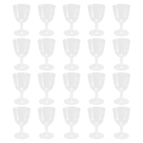 Clear Plastic Wine Glass Recyclable - Shatterproof Wine Goblet, 20Pcs