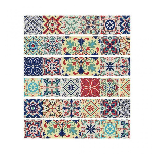 6Pcs Mandala Pattern Tile Floor Stair Stickers Bathroom Kitchen Decoration Mural