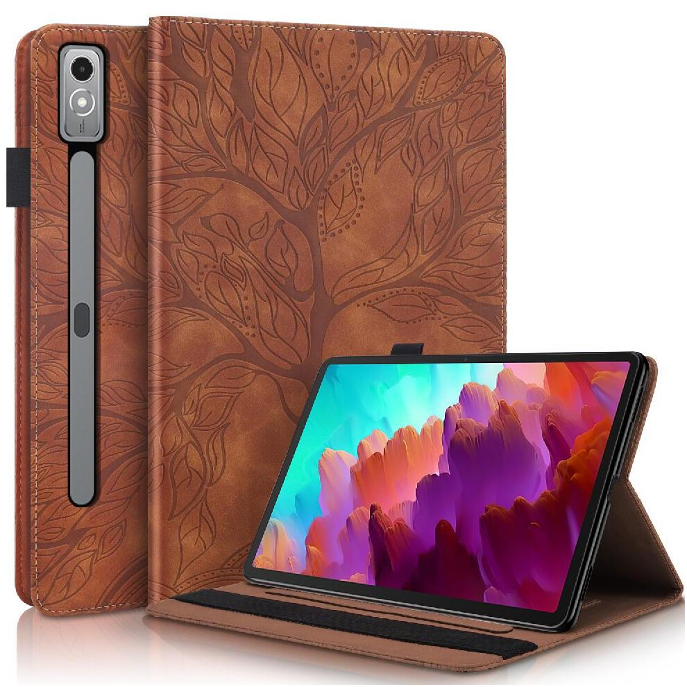 (Brown) Tablet Case For Lenovo Tab P12 12.7 Inch 2023 Tpu Protection Shock Absorbent Hands-Free Stand Stylus Holder Brown 764563141913