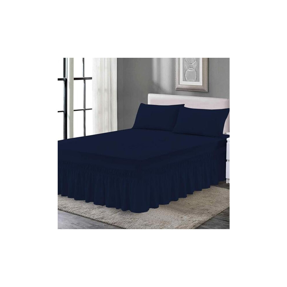 (Navy - Valance Sheet, Small Double) Fitted Valance Sheets Polycotton Frilled Bed Sheet Anti Allergic Bed Skirt Fitted Valance Sheet - Extra Deep Fitt-image-OPC-PJ8RFYN-NEW