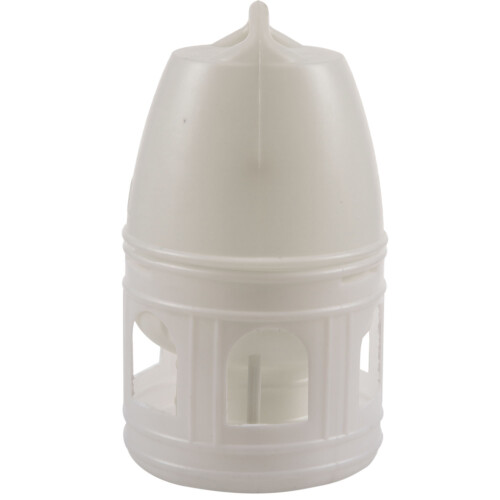 Bebedero extraíble de plástico blanco con asa para palomas. 1