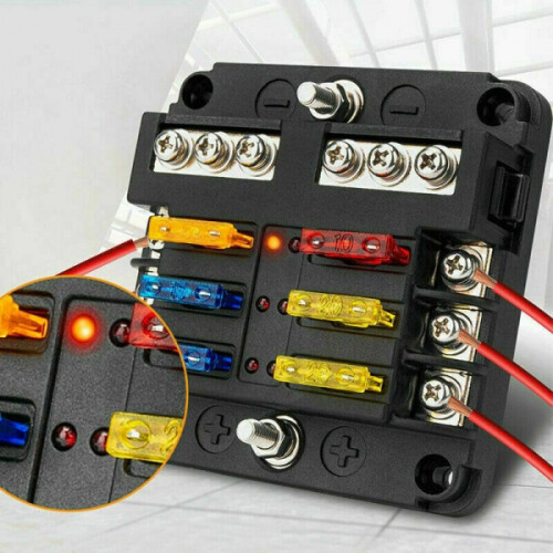 6-Way Fuse Block,with LED Indicator 12 Circuits for Dc 12/24V Car 1