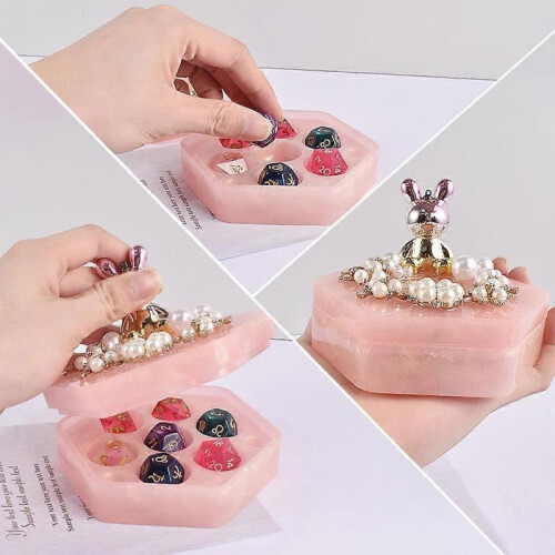 Diy Crystal Drop Glue Hexagonal Organizer Mold Container Resin Silicone Mold 1