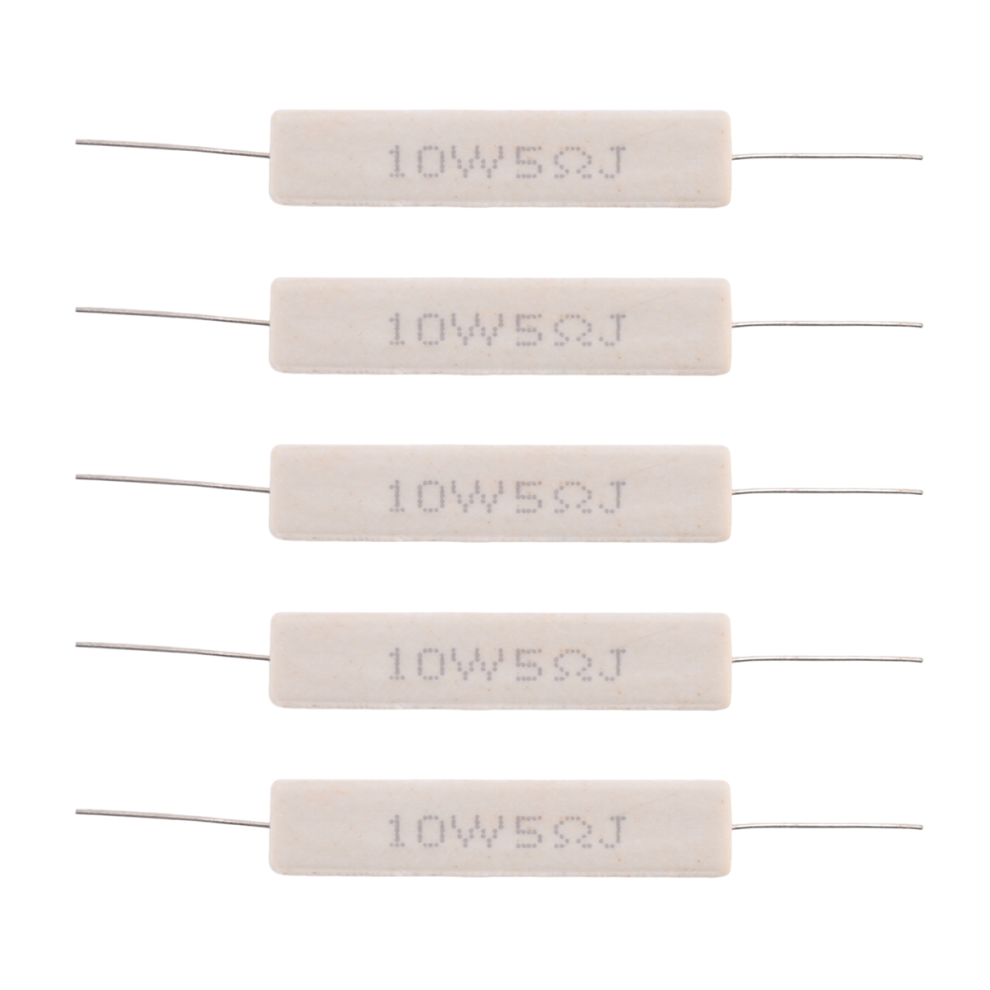 5Pcs Wirewound Ceramic Cement Resistor 5 Ohm 10W Watt 5% 4712799956395