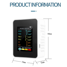 6 in 1 PM2.5 PM10 HCHO TVOC CO CO2 Luftqualitätsdetektor, Weiß