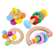 4 Pieces Bird Toys Natural Wood Training Toy for Small Medium Large Parrots