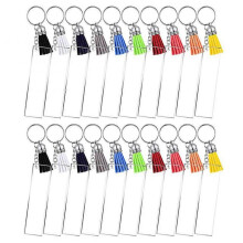 Acrylic Keychains Blank Colorful Tassels Metal Decoration Keyrings