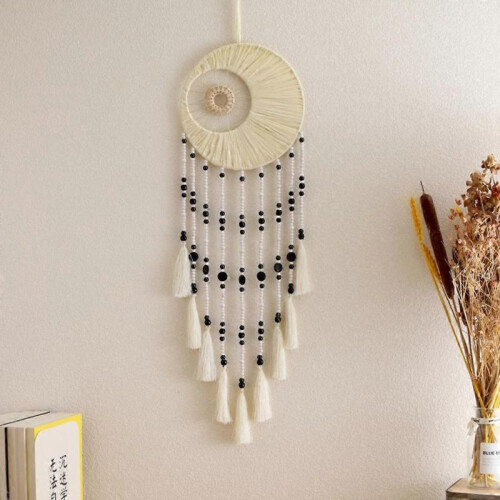 Macrame Dream Catcher Wall Hanging Decor Dreamcatcher with Long Tassels Beads 2