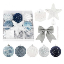 18pcs/set Christmas Bauble Balls Pendant XmasTree Hanging Ornament Star Toppers Decoration for Home Party New Year Gift