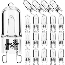 20 Stück G9 Halogenlampen 40W dimmbar Warmweiß 2800K kompatibel mit Kronleuchter Pendelleuchten