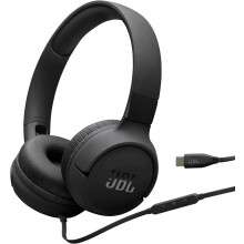 (Black) JBL Tune 520C USB-C Comfort Fit Wired On Ear Headphones with Type-C Connection