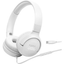 (White) JBL Tune 520C USB-C Comfort Fit Wired On Ear Headphones with Type-C Connection